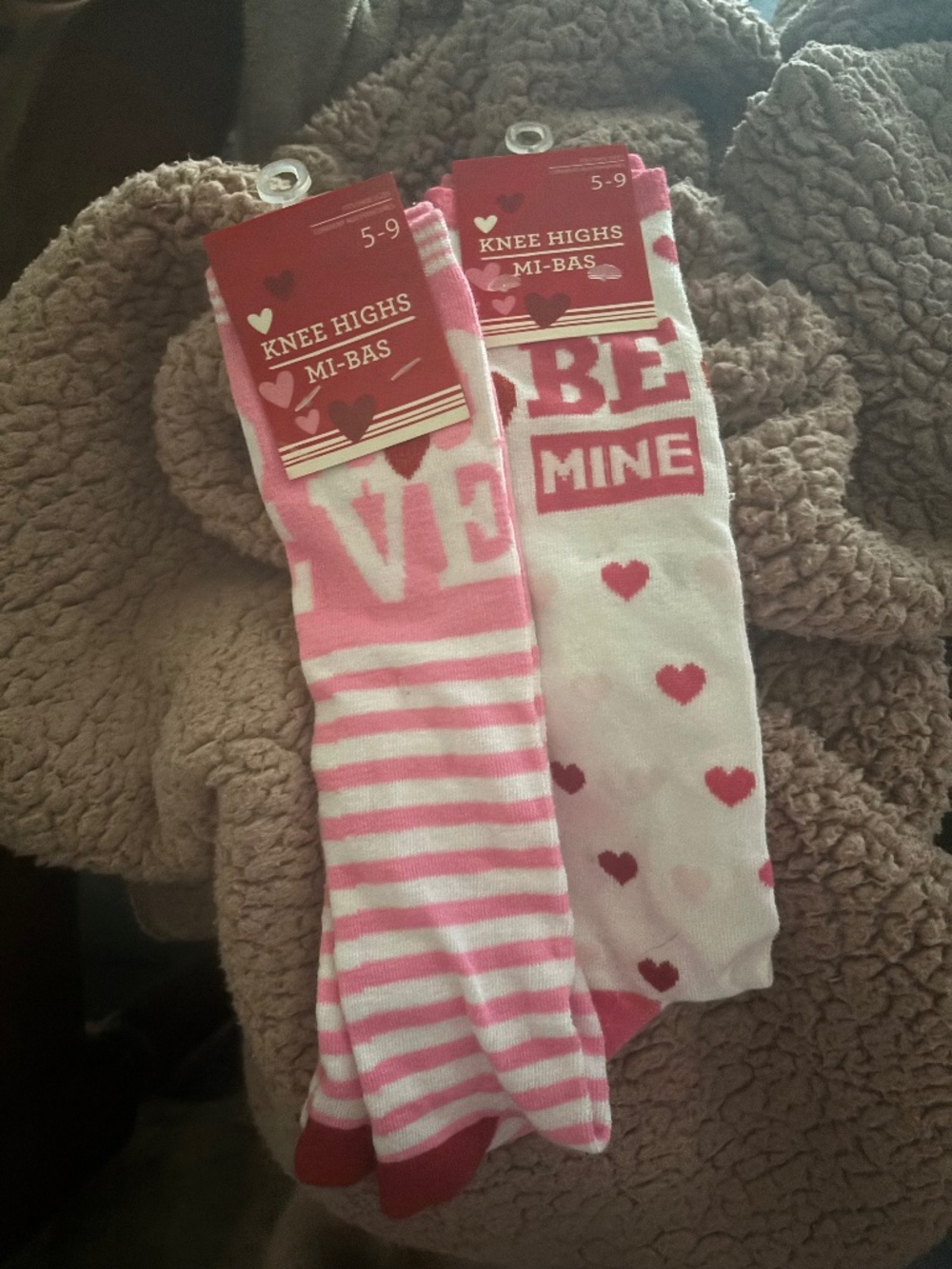 Bogo! Women’s knee high mi-ba’s socks pink striped heart cute Valentine’s Day